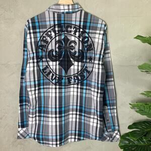 Affliction Buckle Black Premium Y2K Large Emo Flannel